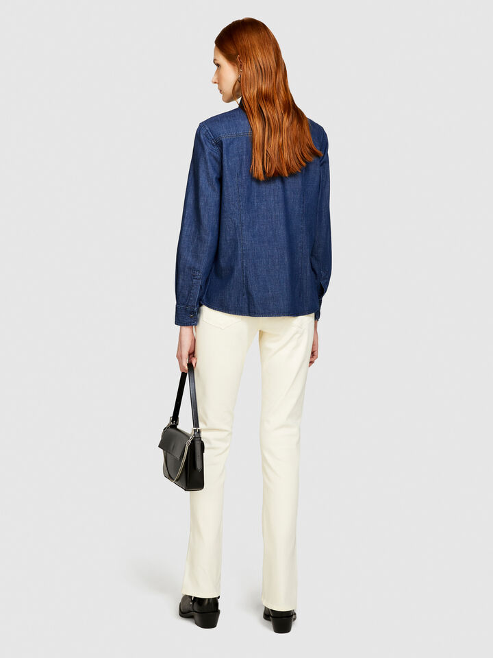 Comfort fit jean shirt - women's shirts - Dark Blue | Sisley image number 3